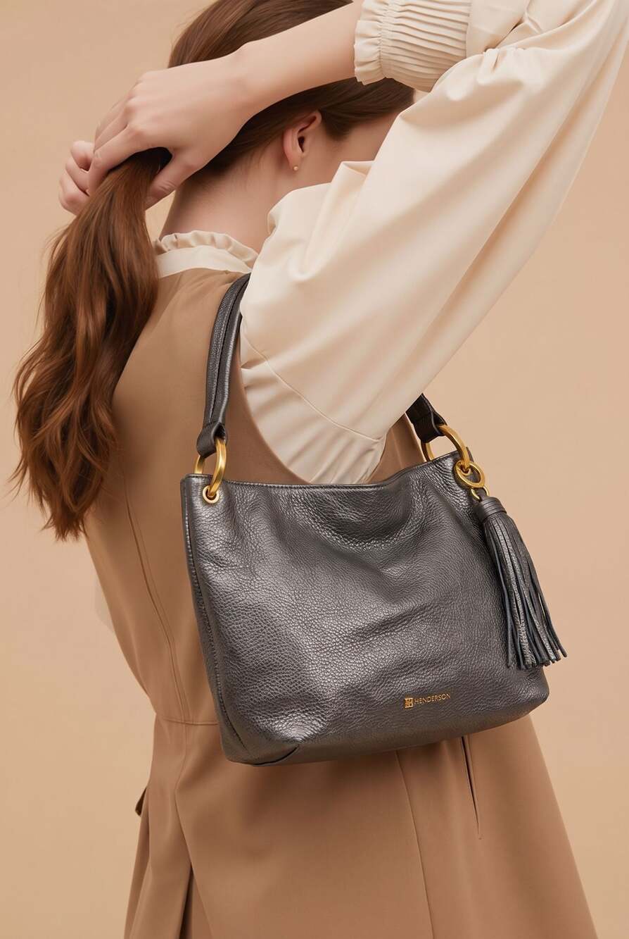 Donna Karan New York Glenwood Pebbled Leather Shoulder Bag with Tassel